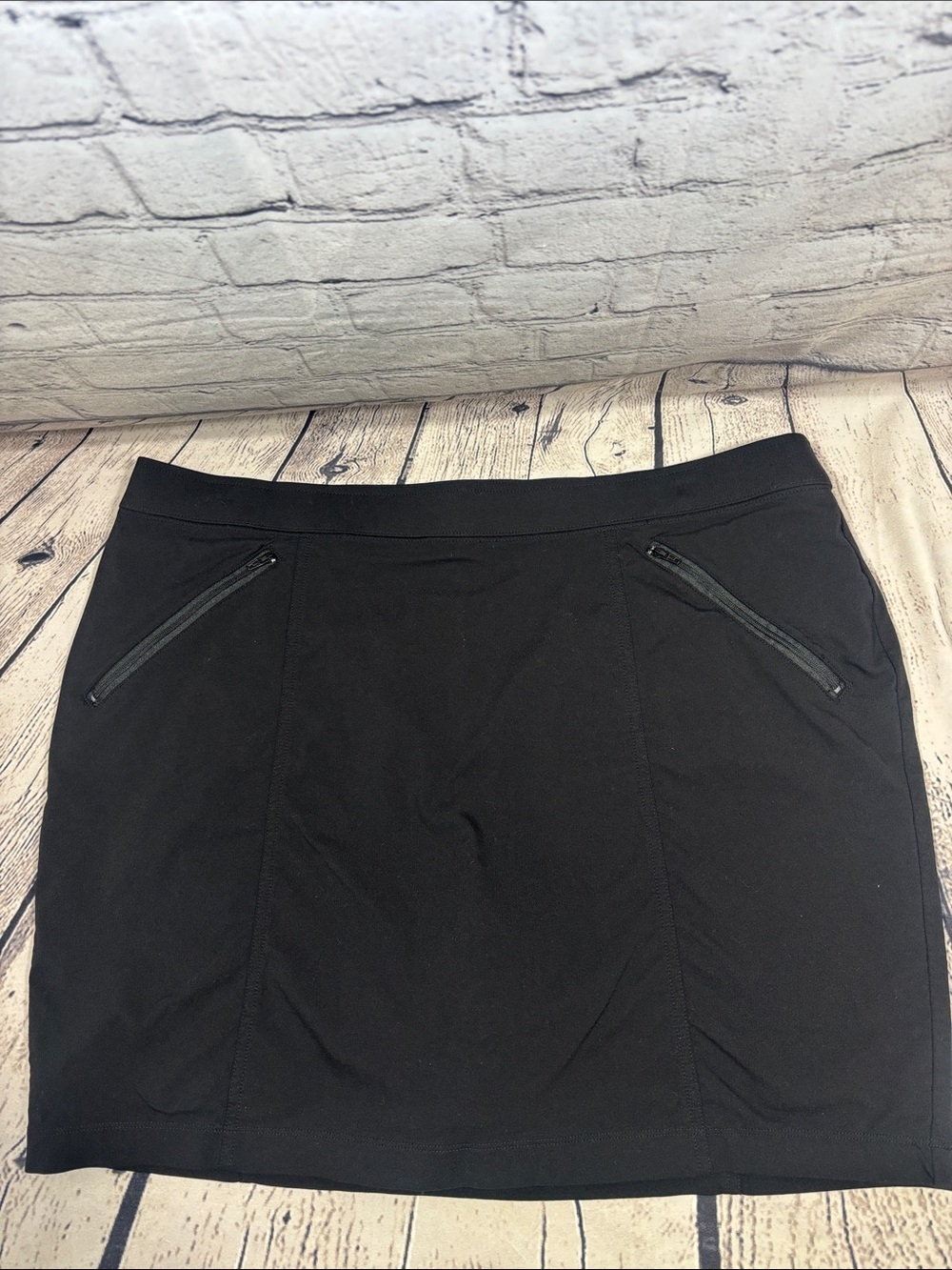 Chico's Black Mini Skort /Golf Skirt with Zip Pockets